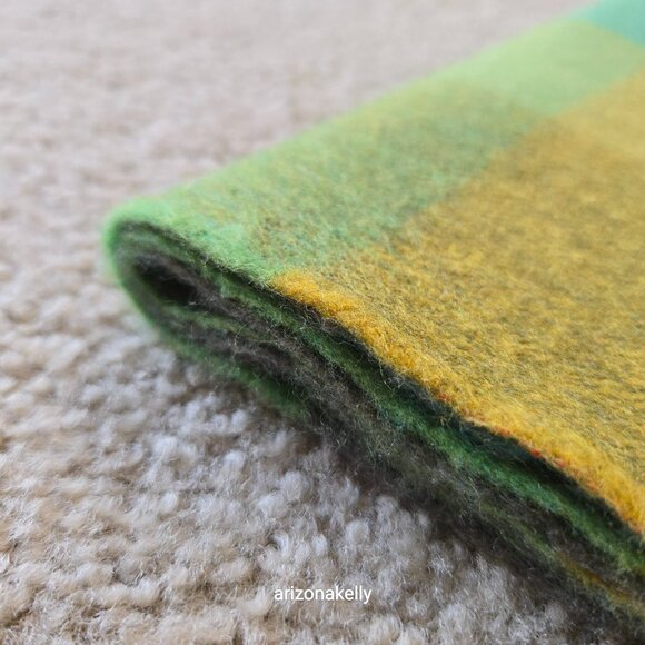 NWOT Avoca Wool Plaid Herringbone Blue Green Woven Scarf - Picture 12 of 14